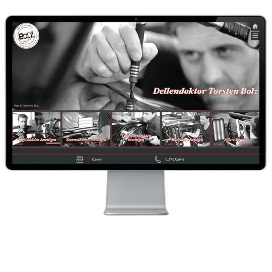 Kontrastreiches High-End Webdesign in Schwarz-Weiß-Optik mit maßgeschneiderter Interaktion für Dellendoktor Bolz